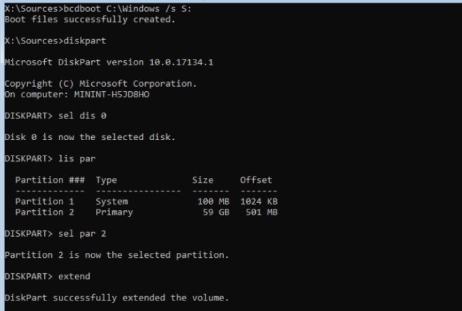 diskpartExtendPartition
