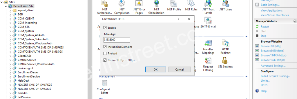 Enabling HSTS in IIS 10.0 on Windows Server 2019