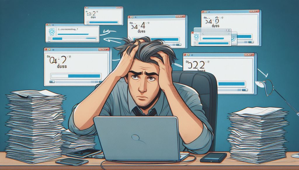 AI generated image of a frustrated user trying to copy files in their computer