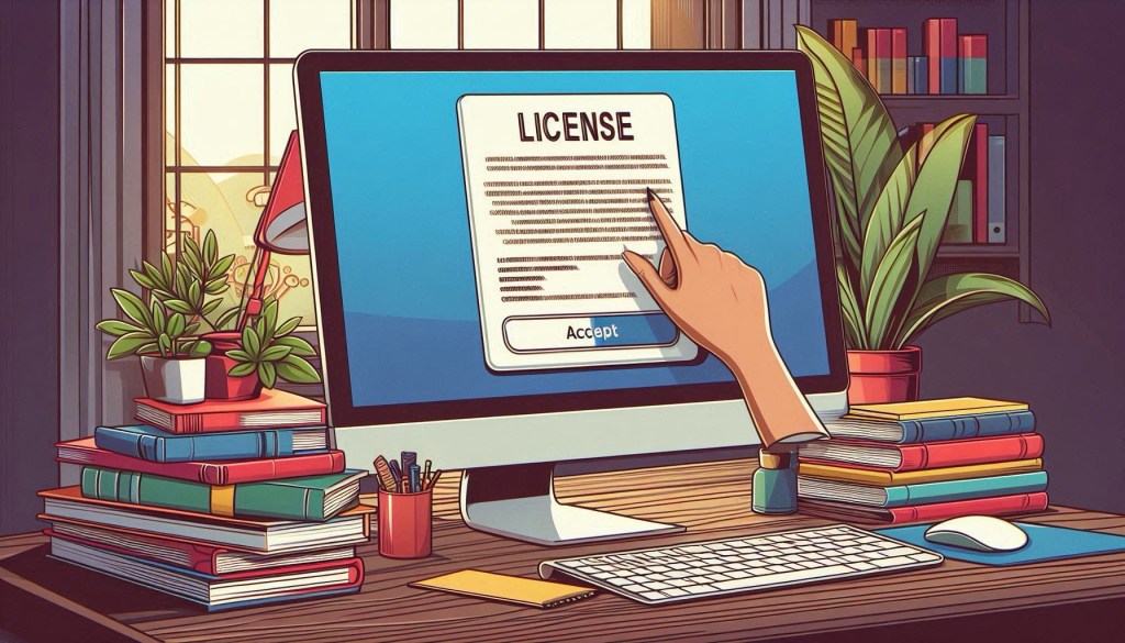 AI generated license agreement screen with an accept button