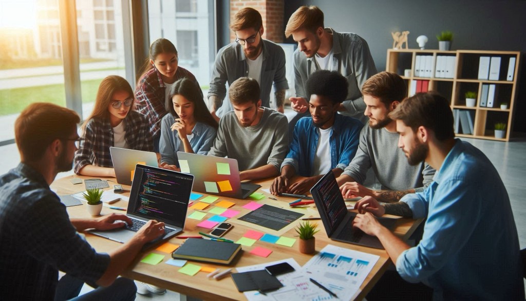 AI generated image of people writing code