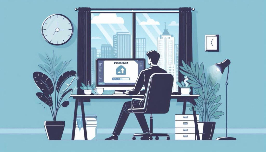 AI generated image of someone downloading software on their computer