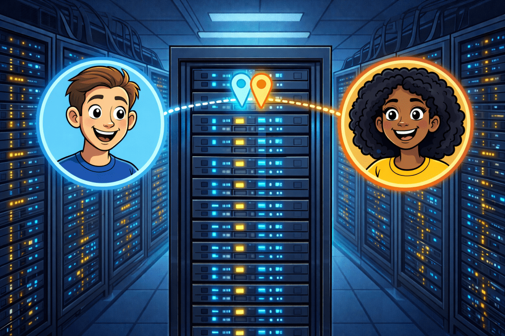 AI generated image of two users being "on" the same server